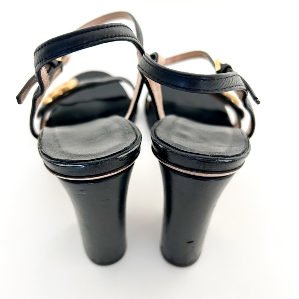 Gucci Marmont GG Logo High Block Heel Ankle Strap Sandals Black Leather EU 39.5 - Picture 6 of 10